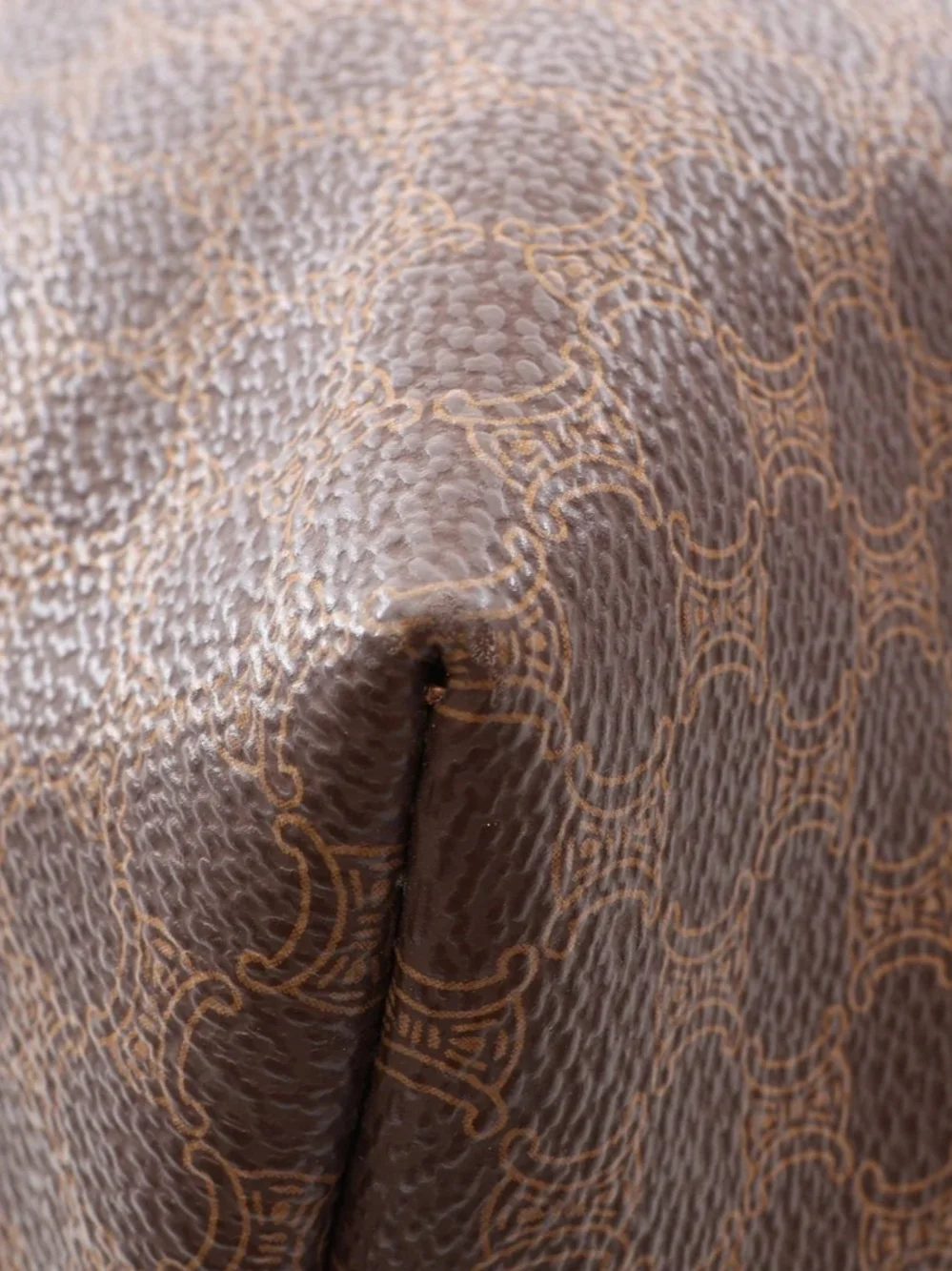 Celine Macadam Triomphe Canvas Leather Tote Brown w/ Controllo Tag Vintage - Picture 7 of 11